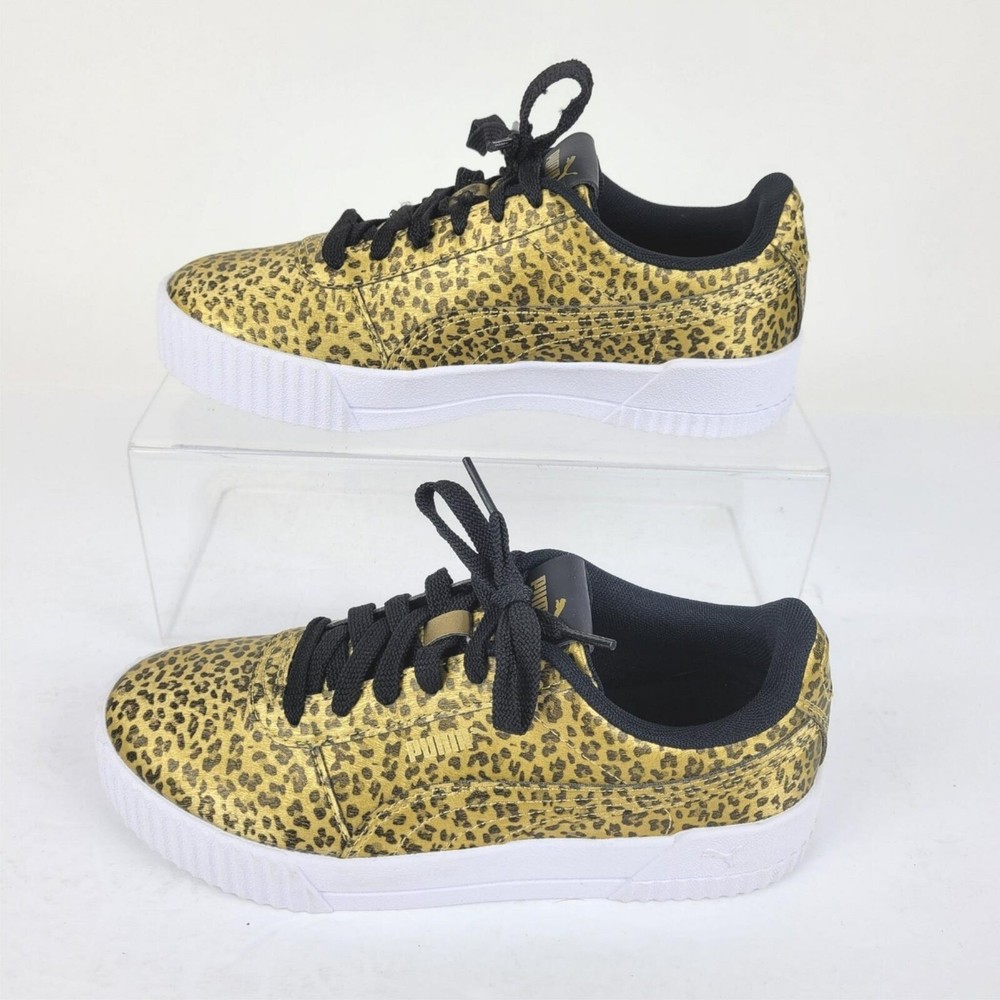 Puma Carina Womens Leopard Print Lace Up Sneakers Size 7 7381455-001 Soft Foam+